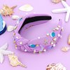 YARIEW Mermaid Knotted Headband for Women and Girls, Mermaid Headband for Little Girl Hair Accessories, Mermaid Tail Starfish for Mermaid Hair Accessories Mermaid Party Decorations Gifts (Purple)