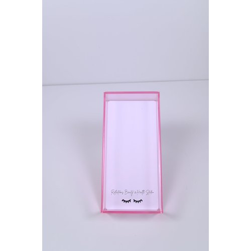 Acrylic Lash Tile Storage Box With Cover - Washable and Reusable - Perfect for Classic, Volume, and Mega Volume Lashes (pastel pink & white)