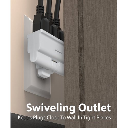 Fosmon 3 Outlet Wall Adapter, ETL Listed 3-Prong Swivel Grounded Indoor AC Mini Plug Wall Outlet Extender Tap (White)