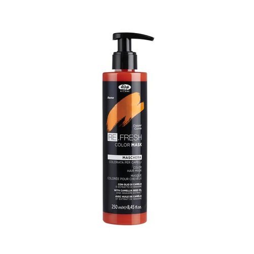 Lisap Refresh Camellia Oil Color Depositing Conditioner Mask, Gloss Treatment for Dry Damaged or Color Treated Hair, Treatment for Repair, 8.45 oz - Copper