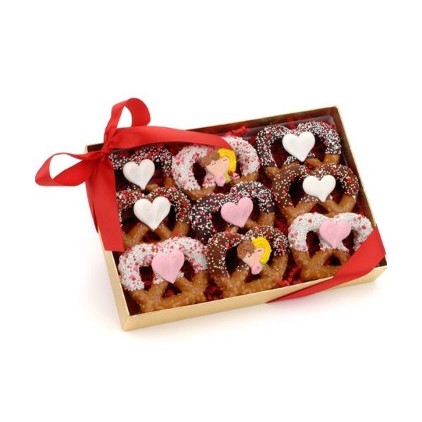 Romantic Chocolate Pretzel Twists Gift - Set of 9