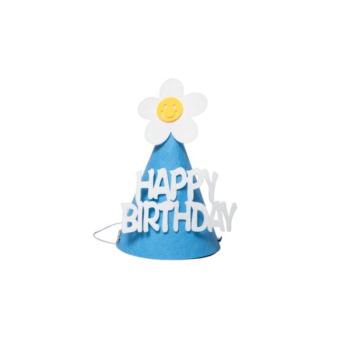 Yinah Cute Flower Birthday Hats With Happy Birthday Letters For Children's Party Decoration Kids Boy Girls Party Supplies Quality Felt Hat 1-5mm Thick (Blue).