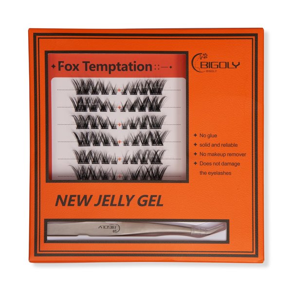 BIGOLY Glue-Free False Eyelashes Glue-Free Self-Adhesive False Eyelashes a Must-Have For Lazy People DIY Jelly Gel False Eyelashes Set Lash Extension Kit (Fox Temptation)