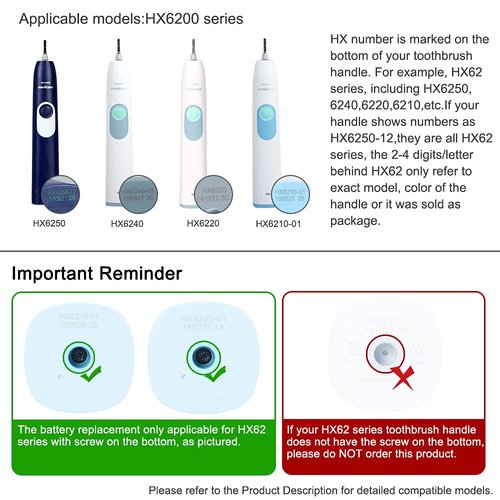 Rechargeable 800mAh 2.4v Electric Toothbrush Replacement Battery Compatible with Philips HX6210 HX6220 HX6230 HX6240 HX6250 HX6817/01 HX6810/50 HX6254/81 HX6263 HX6275 and 4100 Series Toothbrush