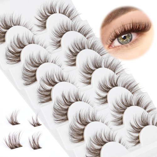 Lash Clusters Brown Lashes Natural Look False Eyelashes Mink DIY Individual Lashes Fluffy Wispy Lashes Brown Natural Lashes Extensions by GVEFETIEE 7 Pairs