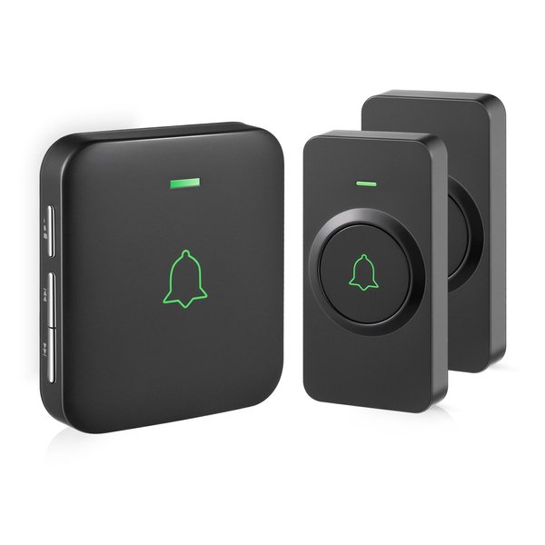 AVANTEK Wireless Door Bell, CB-21 Mini Waterproof Wireless Doorbell Operating at Over 1000 Feet, 2 Remote Buttons Can Have Different Tones, 52 Melodies, CD Quality Sound and LED Flash