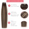 Loxxy Seamless Extensions Clip in Human Hair Ombre Dark Brown Fading to Chestnut Brown and Dark Brown Natural Remy Hair Extensions Clip in Human Hair With PU Weft Invisible 7PCS 110G 14Inch