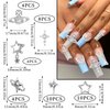 RODAKY 40PCS Planet Nail Charms 3D Star Nail Jewelry Silver Cross Nail Art Charms Dangle Star Charms for Nail Crystal Rhinestones Shiny Starlight Nail Gems Y2k Nail Decoration for Manicure DIY