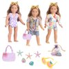 sweet dolly Fashion 18 Inch Doll Clothes Accessories Summer Beach Play Set, Fashion Shirt, Bikini Swimsuit and Handbag Set Fits 18 Inch Dolls (Doll Not Included)
