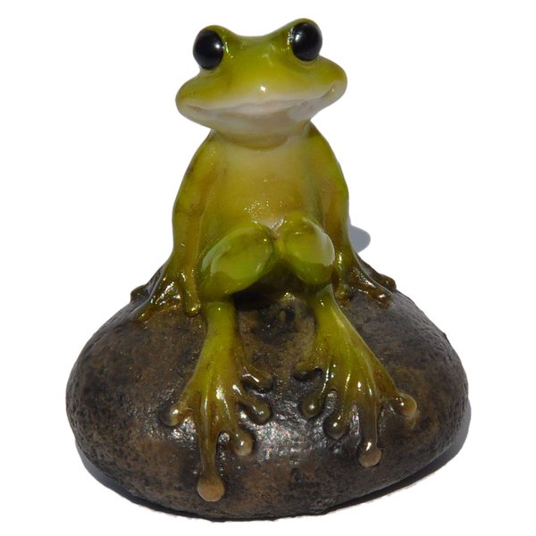 Top Collection 2.725-Inch Miniature Fairy Garden and Terrarium Cute Frog on Stone, Mini
