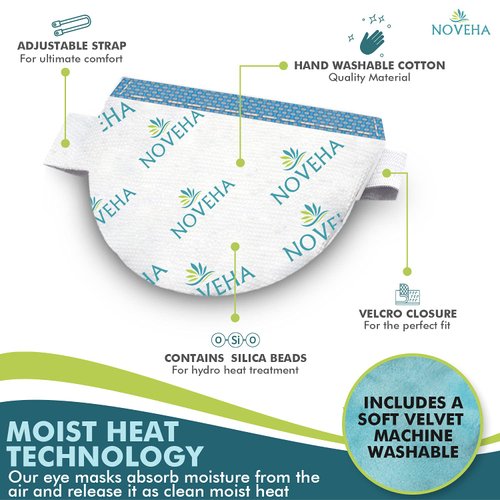 NOVEHA EXPRESS Warm Compress Individual Eye Mask | Moist Hot Technology For Sensitive Dry Eyes - Relieves Stye & Pink Eye - Reusable Heat Water Treatment for Irritated Eyes and Eyelid Lumps