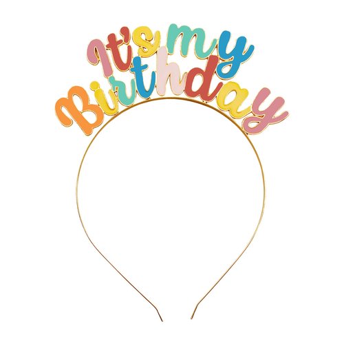 DOINIDAMI Girls Birthday Headbands Women Happy Birthday Crown Headpiece,Colorful Gold Double Deck Birthday Hair Band Hair Accessories Hair Hoop Tiara (Colorful)