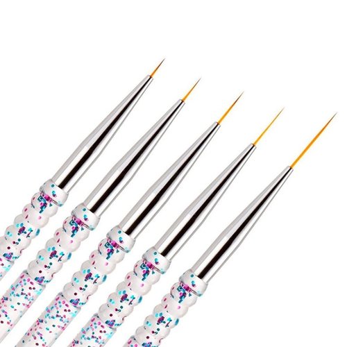 SQULIGT 5Pcs Nail Art Liner Brushes, Nail Gel Polish Painting Brush Set, Thin Nail Art Drawing Pen (7/9/11/15/18mm)