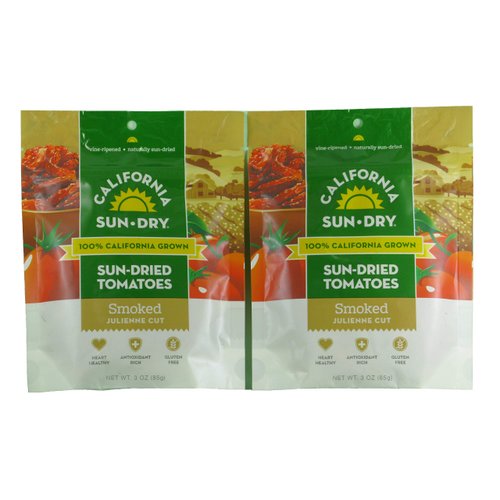 California Sun-Dry Smoked Sun Dried Tomatoes (Julienne Cut), 3-Ounce Bags (2 Pack)