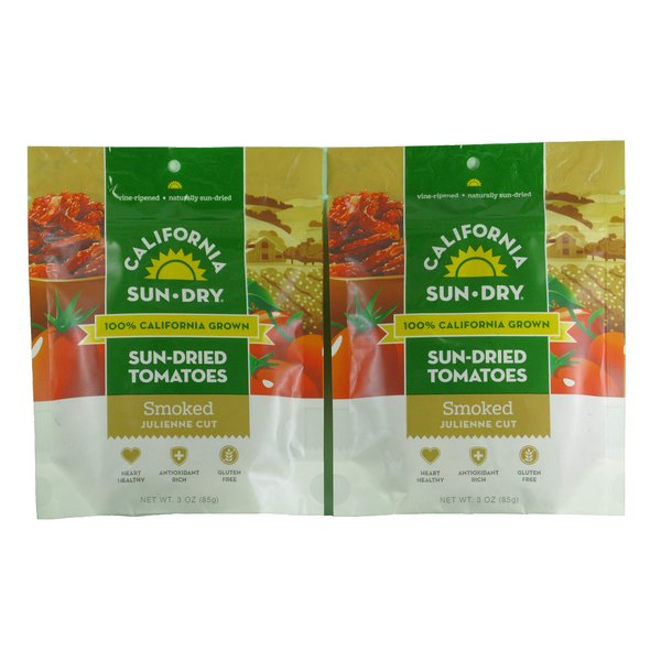 California Sun-Dry Smoked Sun Dried Tomatoes (Julienne Cut), 3-Ounce Bags (2 Pack)