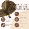 GOO GOO I Tip Hair Extensions Real Human Hair, 16inch 50g 100S, Cold Fusion I Tip Hair Extensions, Invisible Remy Hair Extensions, 4/27/4 Balayage Chocolate Brown to Caramel Blonde