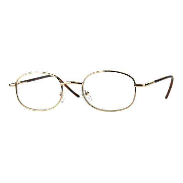 PASTL Clear Lens Glasses Bifocal Reading Lens Small Oval Frame Spring Hinge Gold +1.75