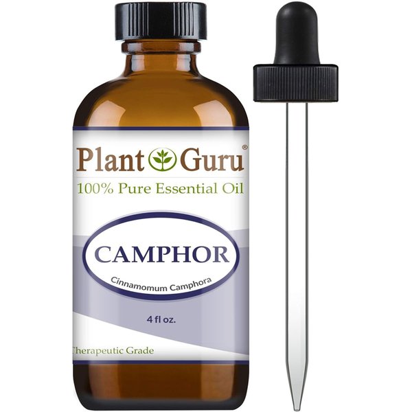 Plant Guru Camphor Essential Oil 4 oz 100% Pure Undiluted Therapeutic Grade for Skin, Body, Hair Growth and Aromatherapy Diffuser