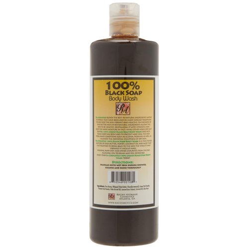 RA Cosmetics 100% African Liquid Black Soap Body Wash Lemongrass Scent 13 Fl Oz