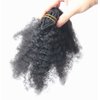 8inch Afro Kinkys Curly Clip in Human Hair Extensions Brazilian Kinky Curly Clip ins Hair Extension Clip on Hair Weft For Black Women Natural Black Color 7pcs 70g/set