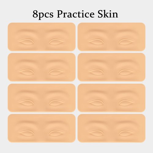 ATOMUS 8pcs Tattoo Practice Skin for Eyebrows Eyeliner 3D Permanent Makeup Silicone Fake Skin Microblading Supplies for Beginners and Experienced Artists