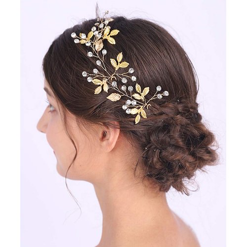 Anglacesmade Bridal Hair Pins Crystal and Leaf Hair Pin Leaf Hair Vine Branch Pins for Wedding Prom Party Hair Jewelry for Women and Girls(Pack of 3)