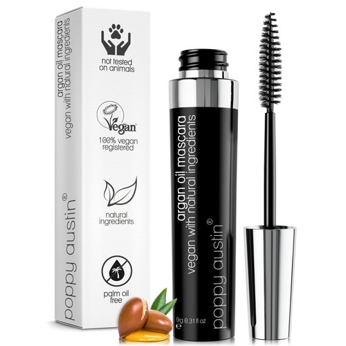 Poppy Austin Mascara - Organic Mascara, Natural Mascara, Vegan Mascara, Paraben-Free, Cruelty-Free Mascara - Hypoallergenic Mascara Lengthening & Volumizing with Argan Oil - 0.31 Fl Oz (Black)
