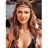 GENBREE Boho Feather Headbands Gypsy Headpiece Bohemian Hippie Headband Indian Hair Band Long Feather Hair Accessories for Women and Girls