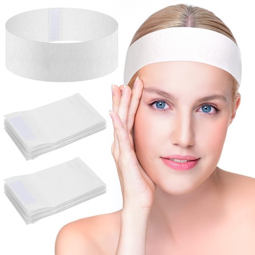 Sublaga 150 Pack Disposable Headbands for Facials, Spa Headbands for Facials Esthetician Supplies Esthetician Headbands Stretch Headbands for Women's Hair, White