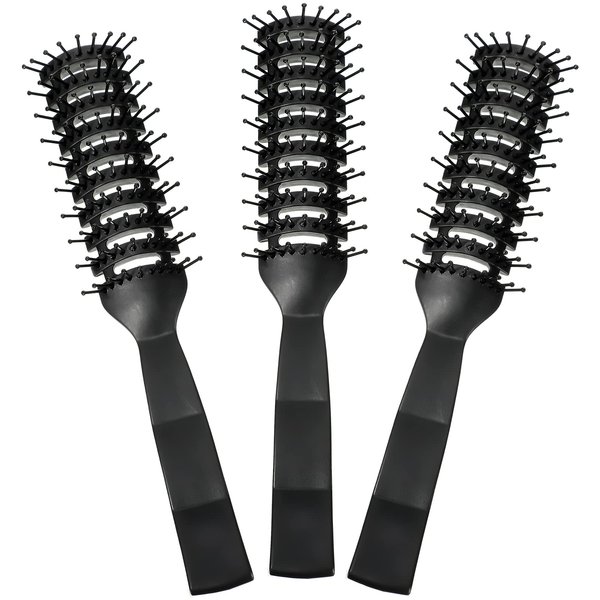Patelai 3 Pieces Vented Hair Brush Vent Brushes for Blow Drying Quickly with Ball Tipped Bristles Anti Static Detangling Brush with Lightweight Grip and Control for Wet Short Curly Straight Hair