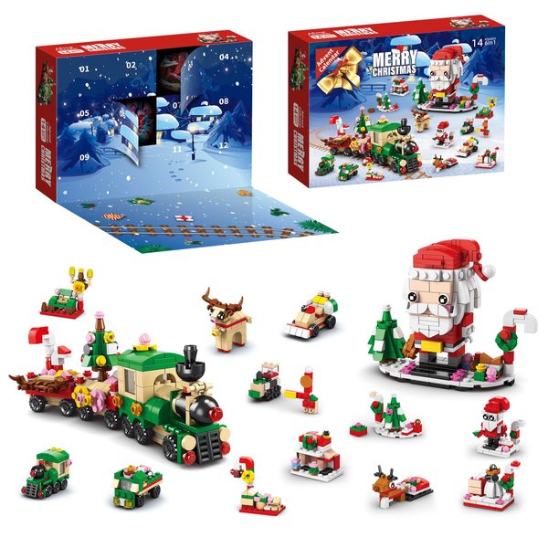 Advent Calendar 2024 Xmas Building Blocks Kit, Christmas Santa Train 12 Boxes 578 pcs, 12 Days Christmas Countdown Surprise Gifts for Boys Girls 6+ (8972-1)