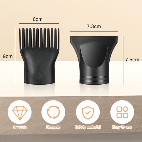 YAFIYGI 2 Pcs Universal Blow Dryer Comb Attachment Set Black Plastic Hair Concentrator Diffuser Nozzle Replacement Hair Dryer Attachments for Salon and Home Use Hair Dryer Nozzle