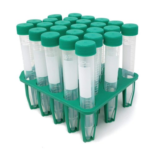 SPL 15 ml Conical Centrifuge Tubes Sterilized with PP Racks, Non - pyrogenic, Non - cytotoxic, DNase/RNase - Free, Human DNA - Free 25 Tubes x Rack (1 Rack)