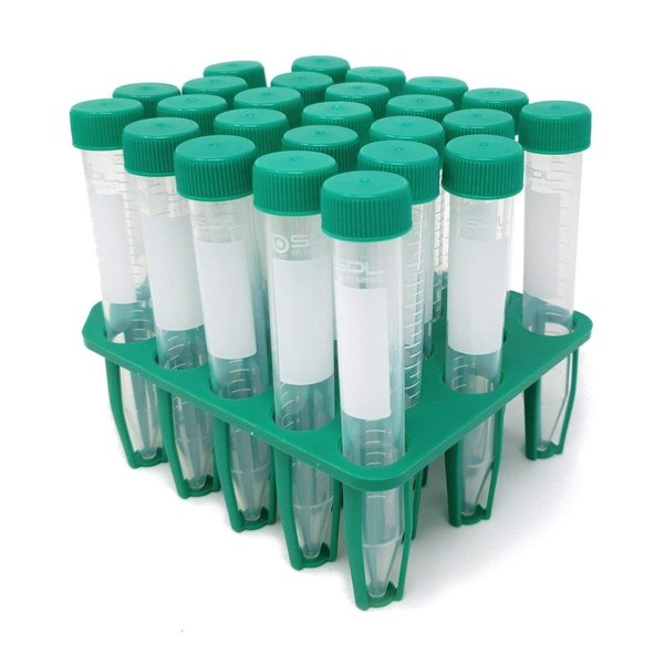 SPL 15 ml Conical Centrifuge Tubes Sterilized with PP Racks, Non - pyrogenic, Non - cytotoxic, DNase/RNase - Free, Human DNA - Free 25 Tubes x Rack (1 Rack)
