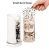 FABROK Plastic Portable Scrunchie Holder, Double Barrel Design Hair Tie Accessories Stand, Clear Bathroom Jars for Scrunchie, Hair Accessory, Round Cotton Pads（White-1PC）