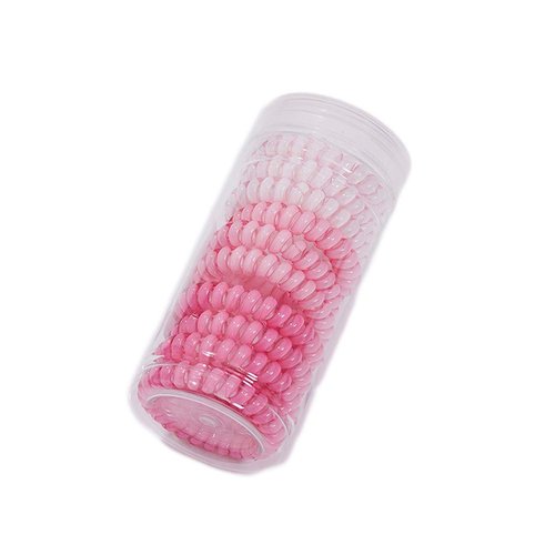 canjoyn 10 Pcs Rubber Spiral Hair Ties Elastic Hair Bands No Crease Coil Hair Tie Ponytail Holders Hair Coils Phone Cord Hair Ties for Women Thick Hair (Pink)