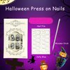 Generic Devil Skull Spider Web Press on Nails Medium Square Halloween False Nails Day of the Dead Acrylic Stick on Nails for Women Girls