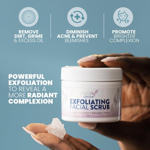Eva Naturals Microdermabrasion Face Exfoliator and Facial Scrub - Exfoliating Facial Cleanser With Aloe, Willow Bark, Salicylic Acid Exfoliating Face Wash, Face Cleanser- Exfoliating Face Scrub (2 oz)