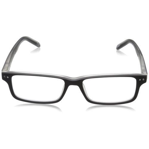 Foster Grant P300 Square Reading Glasses, Opaque Black/Crystal Clear/Transparent, 59 mm, +1.00