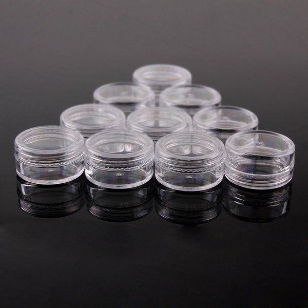 Clear Empty 5 Gram 5ML 1 1/4" inch X Height: 3/4 inch Size Empty Clear Plastic Cosmetic Containers/Powder Container/Eye shadow Container Lot/Eye Shadow Holder/Cosmetic Containers Pot Jars (50PCS)
