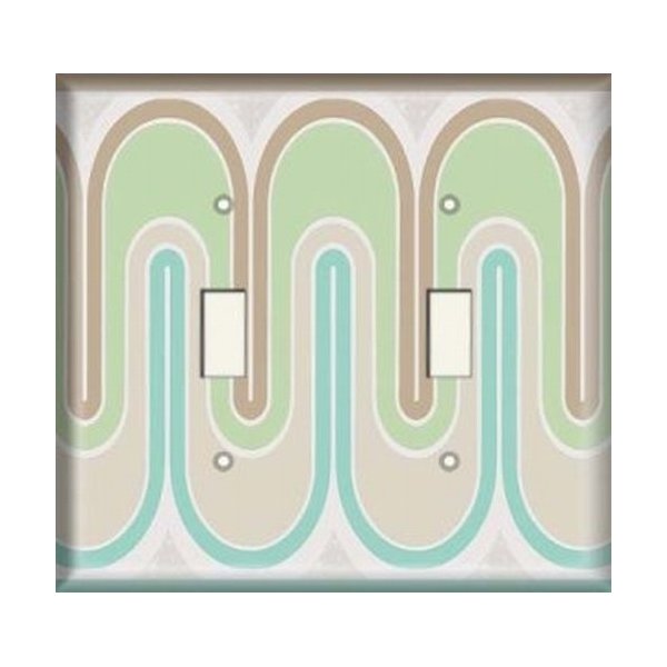 SnazzySwitch Green Retro Waves Decorative Light Switch Cover - Double Toggle Wall Plate
