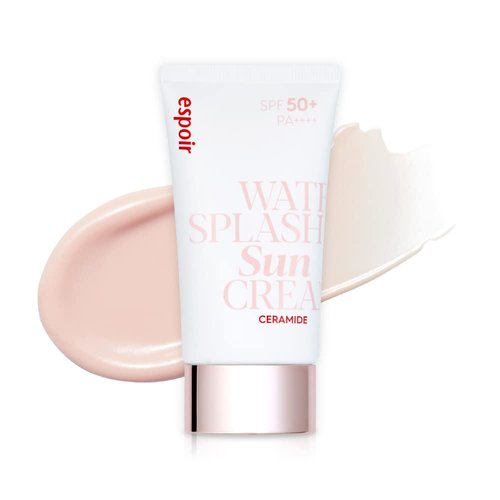 ESPOIR WATER SPLASH SUN CREAM CERAMIDE 60ML, 2 Fl. Oz. | Moisturizing Barrier with CeramideNP Peptide | Tinted Sun Block | Excellent Coverage | Substitute Sunscreen for BB Cream | Korean Base Makeup