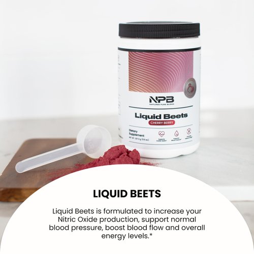 Nature's Pure Blend - Liquid Beets (Organic Beet Root Powder 8,000 MG), Support Blood Pressure, Blood Circulation, Heart Health - Energy - Nitric Oxide Supplement - Cherry Berry Flavor (30 Servings)