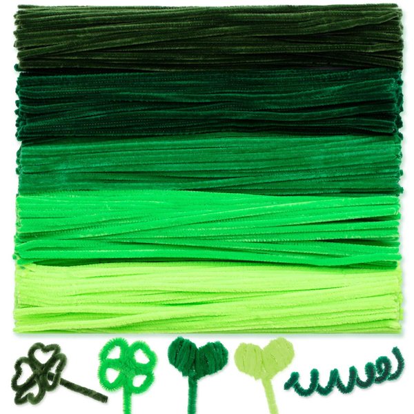 Peryiter 500 Pieces Pipe Cleaners Chenille Stems 12 Inch Craft Supplies Bulk for DIY Art and Craft Projects Creative Gift Wrapping Party Decorations(Green)