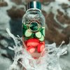 TonicCure Gem Infused Crystal Water Bottle Elixir with Authentic Healing Wellness Brazilian Stones Obsidian Neoprene Sleeve, for Love Peace and clarity 16 oz (BLACK Obsidian)