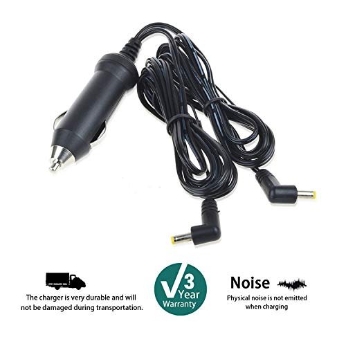 SLLEA Car Auto DC CigCarette Power Supply Power Cord Power Cable 2 Output Charger Adapter for Naxa NPD-703 Npdt-750 TFT Swivel Screen Portable DVD Player