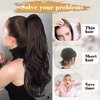 AISI BEAUTY Ponytail Extension 26 Inch Long Wavy Drawstring Ponytail for Women Dark Brown Pony Tails Hair Extensions Multi-Layered Synthetic Clip in Ponytail