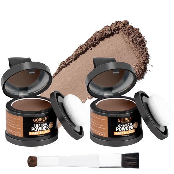 Lockmio Root Cover Up Powder for Women - Medium Brown Hairline Powder for Bald Spots, Eyebrows, Beard Line, Light-Blonde Hair Fibers for Thinning Hair Shadow Powder 2 Pack