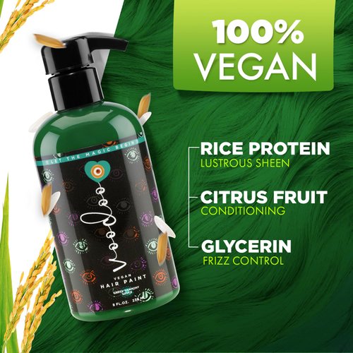 MOEHAIR Semi-Permanent Hair Color | Green Hair Dye 8 Oz | No Ammonia, Sulfate or Paraben | Vegan & Cruelty-Free | Gentle & Washable Formula | Voodoo Harmony Green Hair Color | Lasts 6-8 Washes