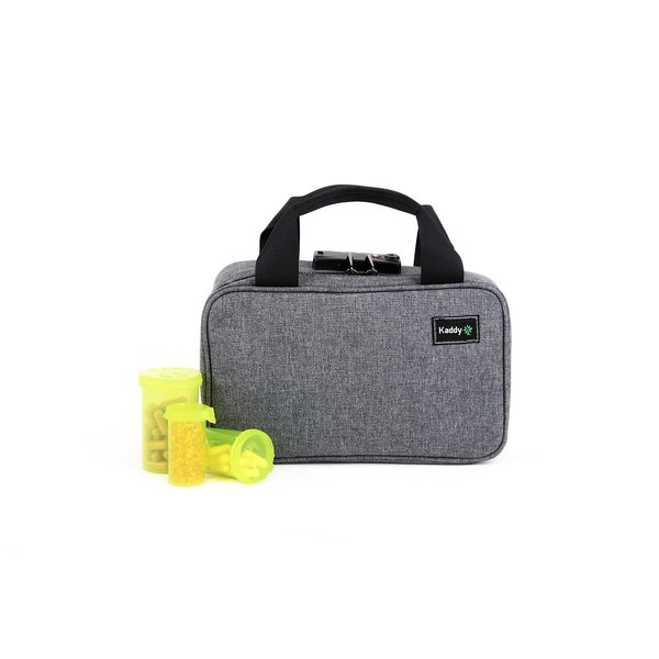 Kaddy Secure Pill Organizer Box, Storage for Bottles of Medicine or Supplements; Toiletry; Travel or Home, TSA Approved Lock(Grey)